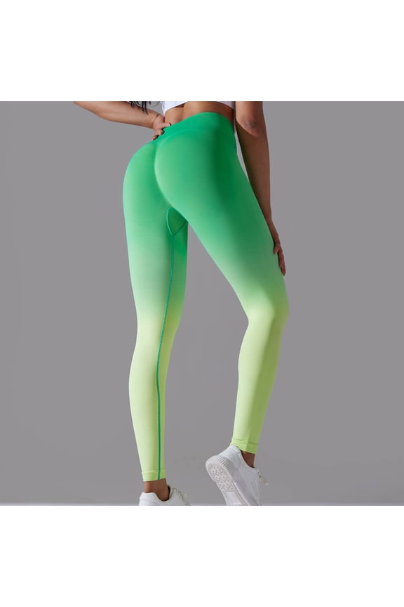 Long Pants for Women Leisure Comfy Women Gradient Yoga Running Fitness Pants Tight Fitting and Hip Lifting Exercise Speed Drying Yoga Pants Green M