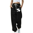 thumbnail image 1 of SnZhen Long Pants for Women Leisure Comfy Women Fashion Color Blocked Printed Drawstring Pants Black L, 1 of 4