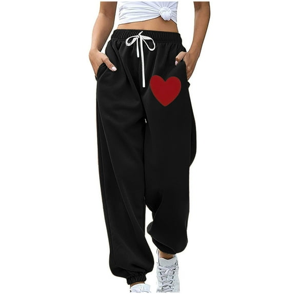 SnZhen Long Pants for Women Leisure Comfy Women Fashion Color Blocked Printed Drawstring Pants Black XXL