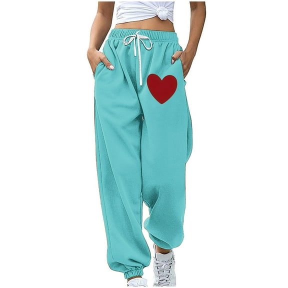 SnZhen Long Pants for Women Leisure Comfy Women Fashion Color Blocked Printed Drawstring Pants Blue XXL