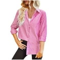 thumbnail image 1 of SnZhen Long Sleeve Tops for Women Women's Fashionable Casual Long Sleeve Striped Shirt Button Lapel Top, 1 of 4