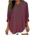 thumbnail image 1 of SnZhen Long Sleeve Tops for Women Womens Color Casual Loose Fashion T-Shirt Long Sleeves Button Tops Cotton And Linen Blouse, 1 of 5