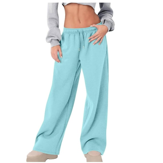 SnZhen Loose Wide-Leg Sweatpants for Women Elastic Lace-Up Casual Solid Color High-Waisted Casual Pant Womens Yoga Fitness Pants
