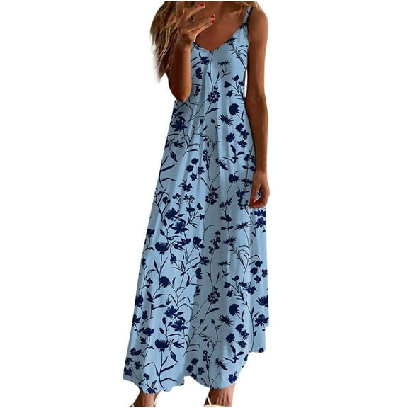 SnZhen Maxi Dresses for Women 2024 Fashion Women Summer Casual Solid V-Neck Camis Sleeveless Long Dress