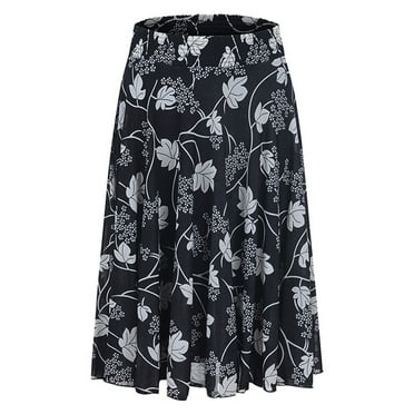 SnZhen Maxi Skirts for Women Summer Women's Summer Printing Casual Elastic Waist Middle Skirt Large Hem Half Skirt