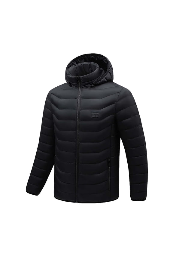SnZhen Mens Dual Control of Heating in Zone 15 Cotton-padded Jacket Outdoor Warm Clothing Heated for Riding/Skiing/Fishing Charging Via Heated Coat Black XXXL