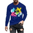thumbnail image 1 of SnZhen Mens Shirts Fashionable Men's Printed Top With Long Sleeved Round Neck And Smiling Face Printed Top/shirt, 1 of 4