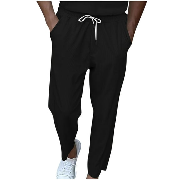 SnZhen Pants for Man Men's Corduroy Wide Leg Pants Men's Casual Solid Color Drawstring Pants Men's Sports Pants Long Pants