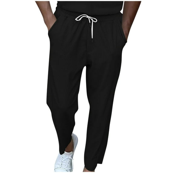 SnZhen Pants for Man Men's Corduroy Wide Leg Pants Men's Casual Solid Color Drawstring Pants Men's Sports Pants Long Pants
