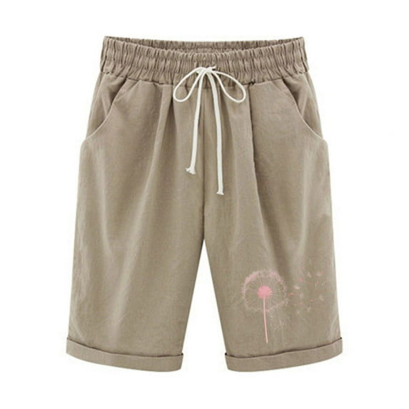 SnZhen Shorts for Women Loose Fit Women's Elastic Waist Printing Drawstring Shorts