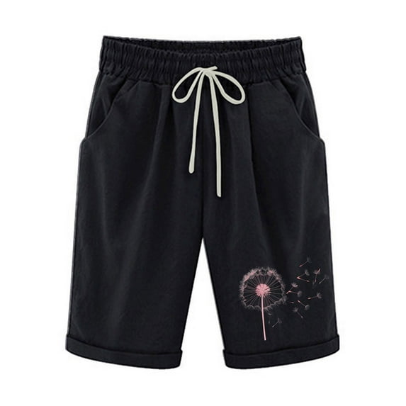 SnZhen Shorts for Women Loose Fit Women's Elastic Waist Printing Drawstring Shorts