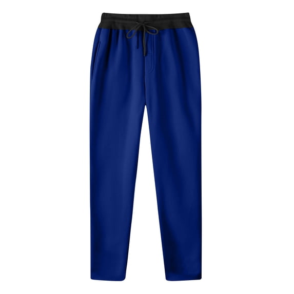 SnZhen Sweatpants Men Fashion Drawstring Elastic Waist Solid Color Loose Casual Pants Blue L