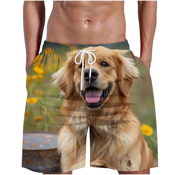 SnZhen Swim Under $15 Mens Swimming Trunks Men's Flame Printing Special Hawaiian Print Beach Casual Trouser Shorts Pant