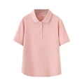 thumbnail image 1 of SnZhen T Shirts for Women Women's Summer Plus Size Solid Color Loose T-shirt Tops Buttons Short Sleeve Turndown Collar Blouses, 1 of 6