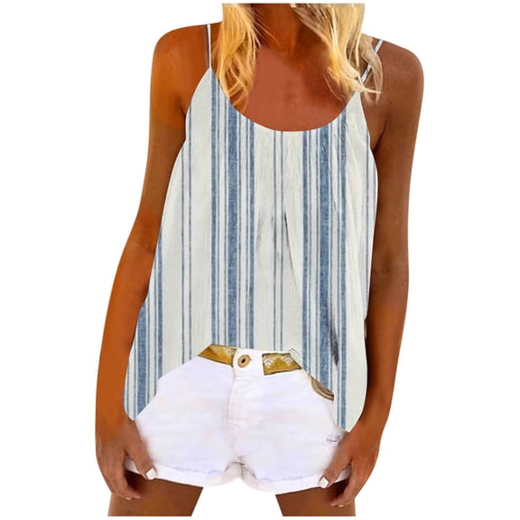 SnZhen Tank Tops for Women 2024 Women's Print Fashion Casual Sleeveless Fold Tops Round-Neck Camisoles Blouse