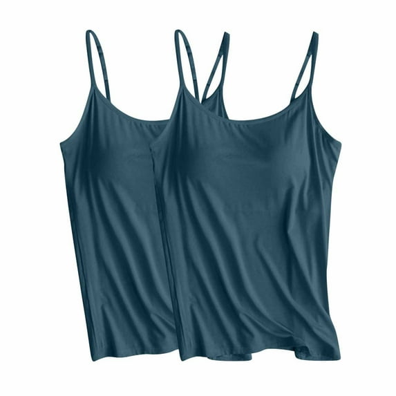 SnZhen Tank Tops for Women 2024 Womens 2pc Solid Color Adjustable Slim Camisole Tank Top Without Steel Ring Underwear Yoga Sports Tank Tops