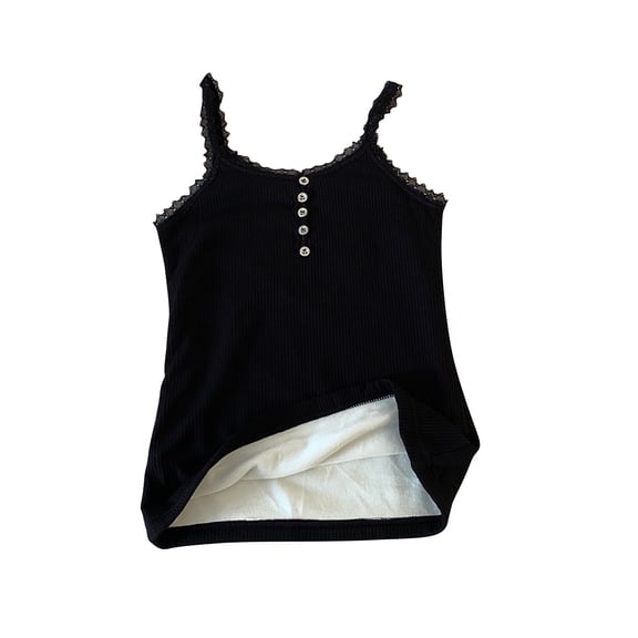 SnZhen Tank Tops for Women 2024 Womens Round Neck Solid Color With Velvet Lace Thickened Round Neck Camisole