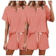 thumbnail image 1 of SnZhen Two Piece Sets for Women Summer Fashion Women Casual Print Short Sleeve Button Tops Nightwear Shorts Sleepwear Sets, 1 of 5