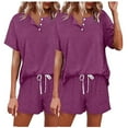 thumbnail image 1 of SnZhen Two Piece Sets for Women Summer Fashion Women Casual Print Short Sleeve Button Tops Nightwear Shorts Sleepwear Sets, 1 of 5