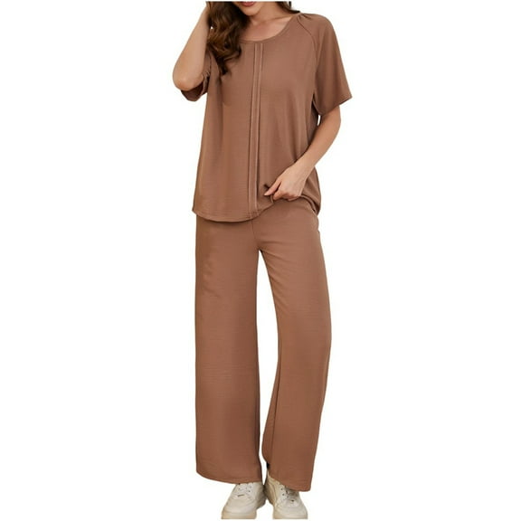 SnZhen Two Piece Sets for Women Summer Women's Summertime Short-sleeved Suit Casual Loungewear