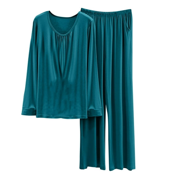 SnZhen Two Piece Sets for Women Women Fashion Round Neck Casual Long Sleeved Tops Outing Long Pants Sets