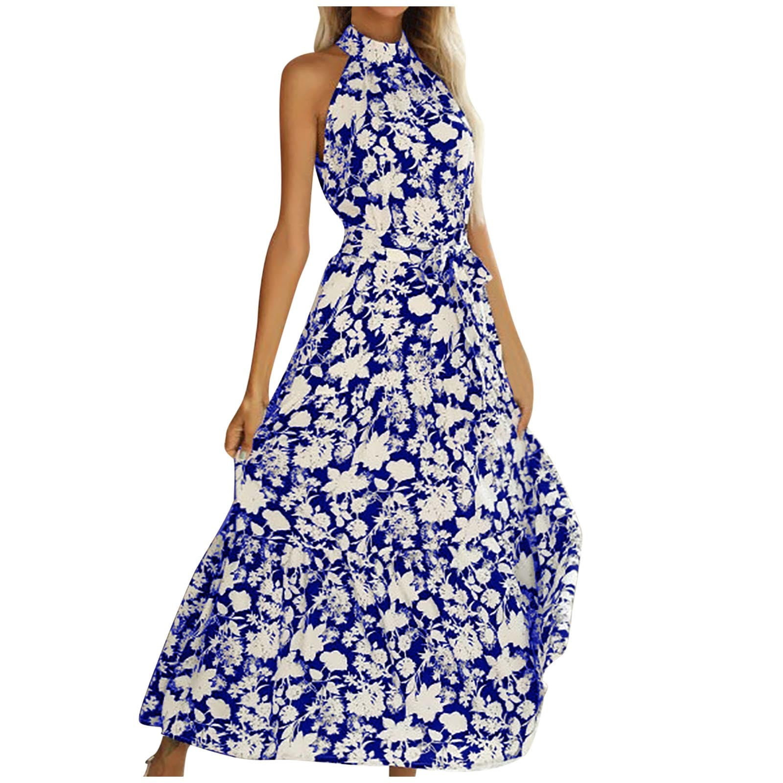 shein fall wedding guest dresses Naira Pleated Maxi Dress - Cornflower Blue Floral main image 1