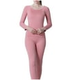 thumbnail image 1 of SnZhen Winter Loungewear Thermal Underwear Set Women Long Sleeved Solid Color Round Neck Warm Suits Pajama Set C-Beige Free Size, 1 of 5