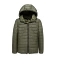 thumbnail image 1 of SnZhen Mens Coats Winter Mens Hooded Down Jackets Solid Color Thicken Warm Zipper Cotton-padded Minimalist Base Casual Coat Army Green XXXL, 1 of 3