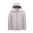 thumbnail image 1 of SnZhen Mens Coats Winter Mens Hooded Down Jackets Solid Color Thicken Warm Zipper Cotton-padded Minimalist Base Casual Coat Gray XXXXXL, 1 of 3