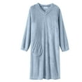 thumbnail image 1 of SnZhen Winter Plush Nightgown for Women Ladies' Long Sleeved Solid Color Lengthened and Thickened Warm Pajama with Pockets, 1 of 5