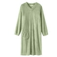 thumbnail image 1 of SnZhen Winter Plush Nightgown for Women Ladies' Long Sleeved Solid Color Lengthened and Thickened Warm Pajama with Pockets, 1 of 5
