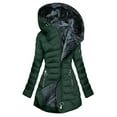 thumbnail image 1 of SnZhen Winter Women's Padded Jacket Fashion Solid Color Long sleeved Hooded Cotton Long Warm Loose Pockets Coats Army Green L, 1 of 5