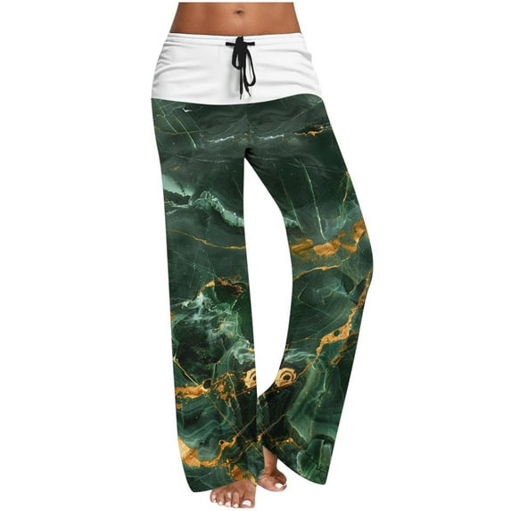 SnZhen Woman Wide Leg Pants Women Casual Printing Trousers Bandage Comfortable Straight Pants