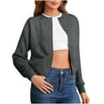 thumbnail image 1 of SnZhen Women's Cardigan Top Fashion Solid Color Round Neck Knitted Button Up Lightweight Versatile Sweater Dark Gray M, 1 of 5