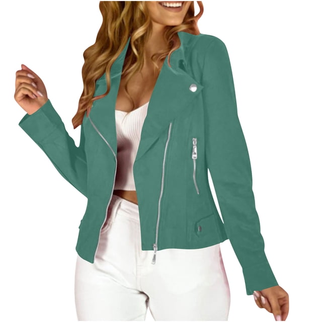 SnZhen Women's Casual Coats Fashion Solid Long Sleeve Open-Front Casual Jacket Relaxed Fit For Spring Autumn Daily Wear Green S