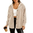 thumbnail image 1 of SnZhen Women's Corduroy Jacket Ladies' Winter Loose Casual Lapel Pocket Button Long Sleeved Cardigan Tops Beige L, 1 of 5