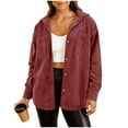 thumbnail image 1 of SnZhen Women's Corduroy Jacket Ladies' Winter Loose Casual Lapel Pocket Button Long Sleeved Cardigan Tops Wine L, 1 of 5