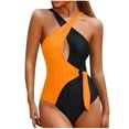 thumbnail image 1 of SnZhen Women's Fashion Strappy Backless One-Piece Swimsuit Sexy Slimming Swimsuits Colorblock Push-Up Bikini Swimsuit, 1 of 5