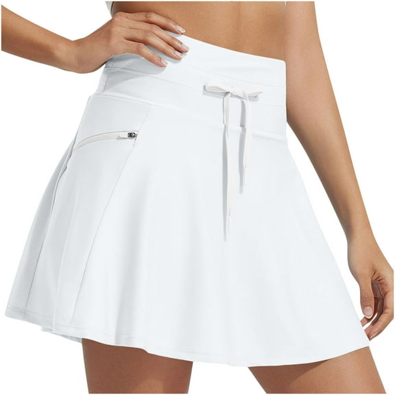 SnZhen Women's Solid Swim Skirt Quick Dry Bathing Suit Bottoms with Zipper Pocket