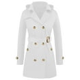 thumbnail image 1 of SnZhen Women's Windproof Jacket Fashion Solid Color Double-Breasted With Pocket & Waist Belt Hooded Jackets White S, 1 of 5