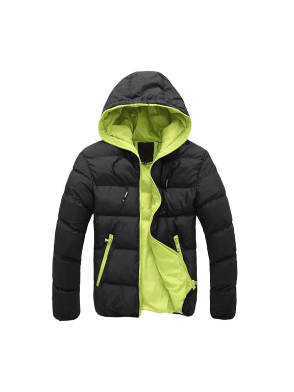 Women's Winter Jacket with Hood Ladies Solid Color Winter Warm Thick Coat Casual Outerwear Tops Z-Black L