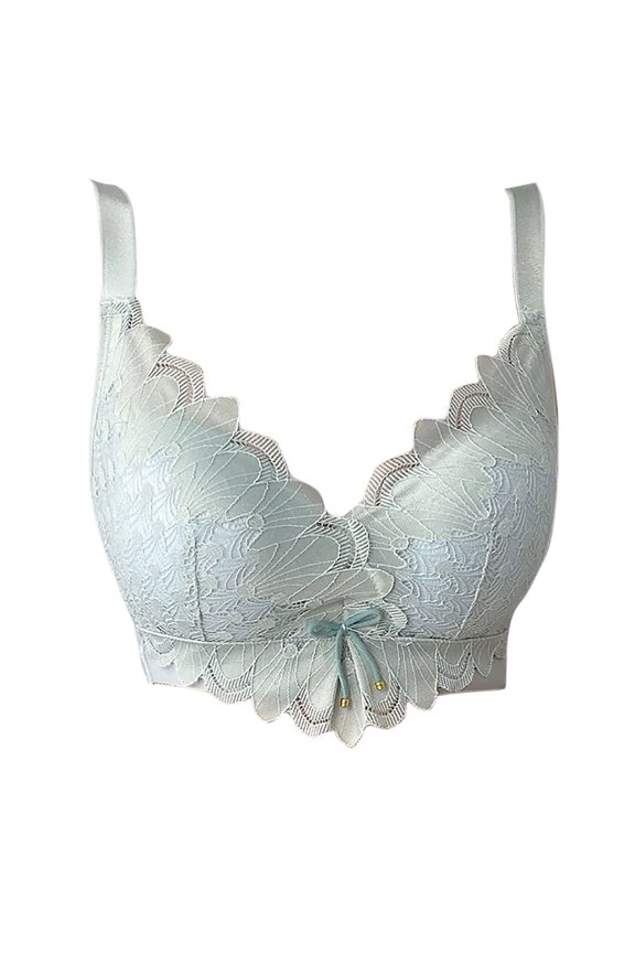 Womens Lace Bras Smart And Sexy Women's Non Steel Ring Style Printed Gathered Middle Button Breathable Underwear Daily Bra