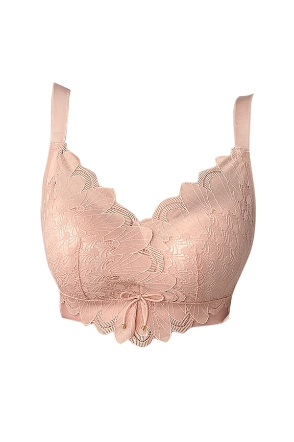 Womens Lace Bras Smart And Sexy Women's Non Steel Ring Style Printed Gathered Middle Button Breathable Underwear Daily Bra