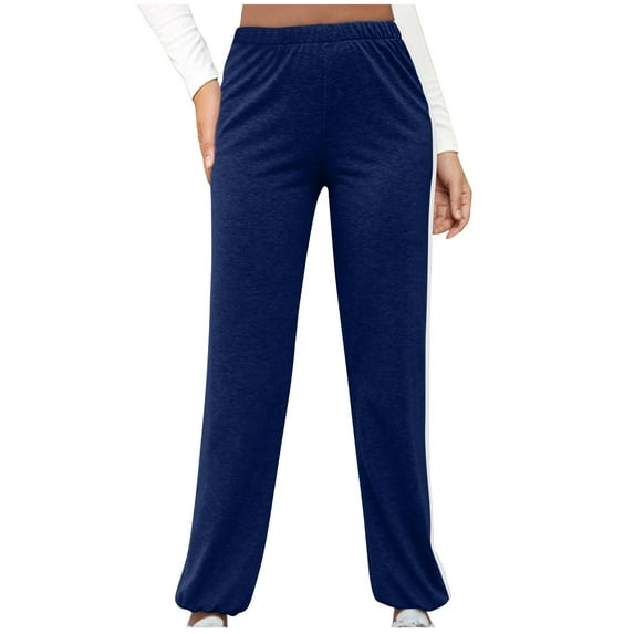 SnZhen Womens Trends Loungewear High Waisted Solid Color Sweatpants - Fitness Tight Elastic Jogging Pants Blue M