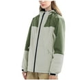 thumbnail image 1 of SnZhen Womens Winter Thin Windbreaker Colorblock Long Sleeve Zipper with Pocket Hooded Windproof Waterproof Warm Outdoor Hiking Coats M, 1 of 4