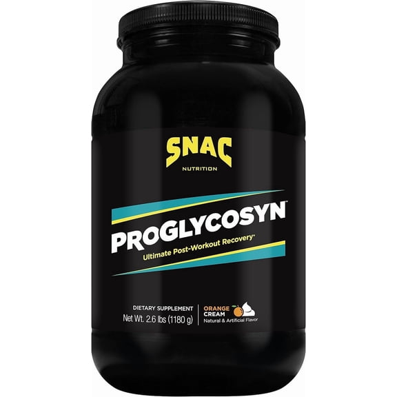 SNAC Proglycosyn Powder Supplement - Ultimate Post Workout Recovery Formula for Men and Women, Whey Protein for Muscle Growth, Glycogen Replenishment, Supports Lean Muscle, Orange Cream, 2.6 Pounds