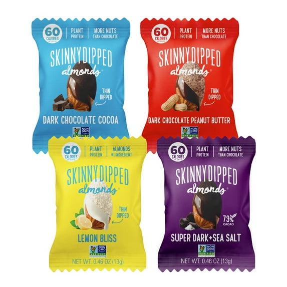 Snack Attack Minis Almond Variety Pack, Healthy Snack, Plant Protein, Gluten Free, 0.46 Oz Mini Bags, Pack Of 25