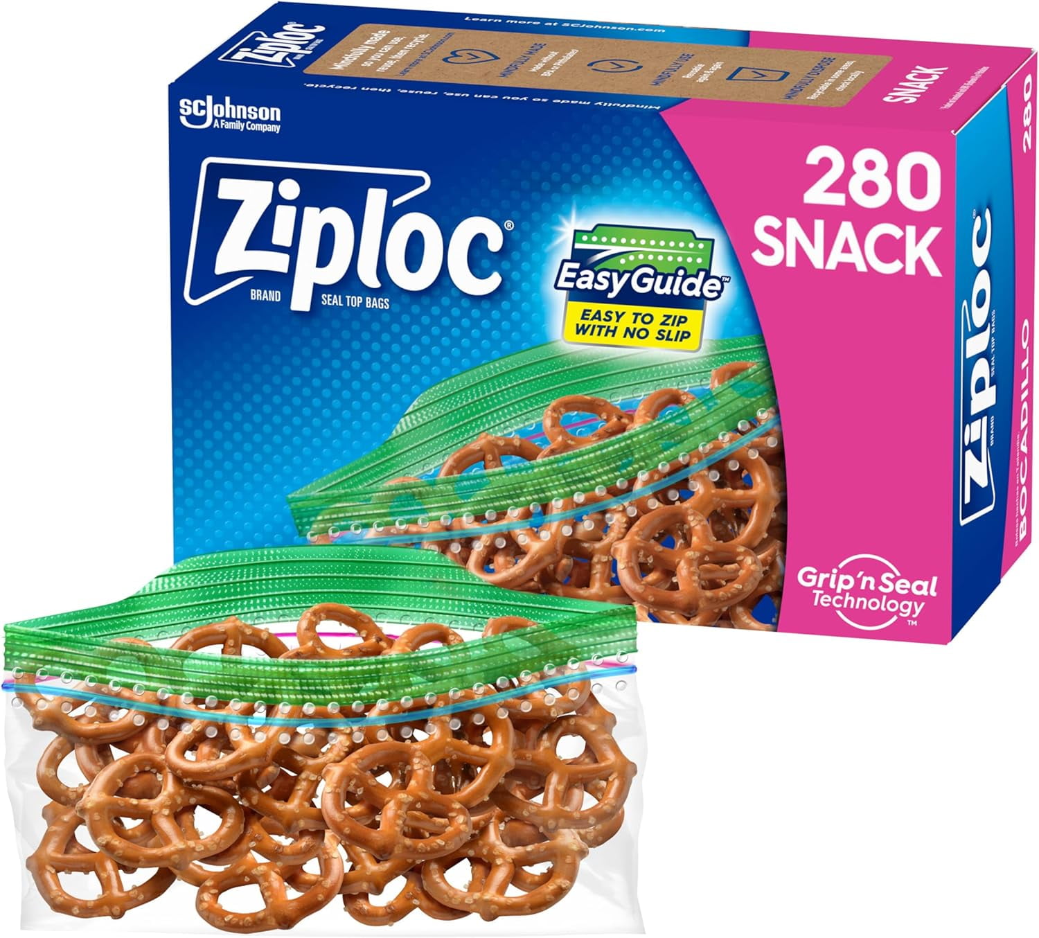 Snack Bags, Easy Open and Close, Plastic Food Storage Bags, 280 Bags ...