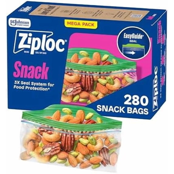 Snack Bags, Easy Open and Close, Plastic Food Storage Bags, 280 Bags Total