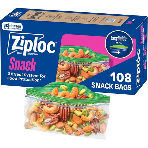 Snack Bags, Easy Open and Close, Small Plastic Food Storage Bags, 108 Bags Total